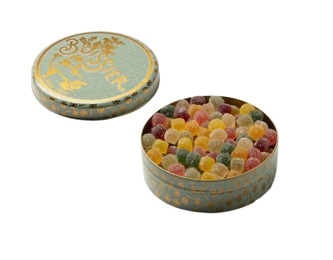 Indulge in the exquisite blend of cherry, apple, raspberry, and more in Maison Boissier's Mini Pate de Fruits, elegantly presented in a green tin. Perfect for gifting or treating yourself.
