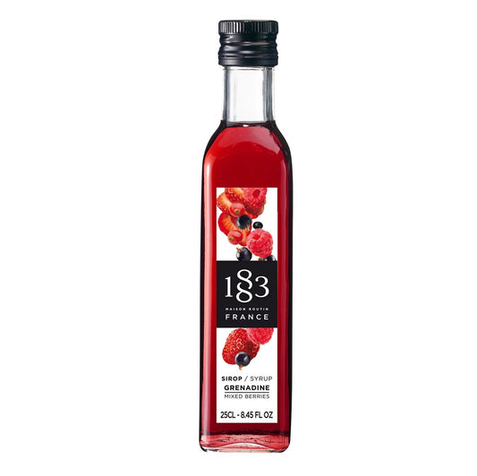 Indulge your senses in the irresistible medley of succulent berries and subtle vanilla undertones of the 1883 Grenadine Syrup. Crafted with meticulously selected ingredients renowned for their superior quality, this syrup brings forth a robust, jam-like red berry taste, perfectly balanced with a smooth vanilla essence.
