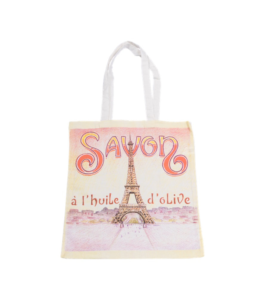 Le sac fourre-tout 100% coton de La Savonnerie de Nyons avec motif de la Tour Eiffel