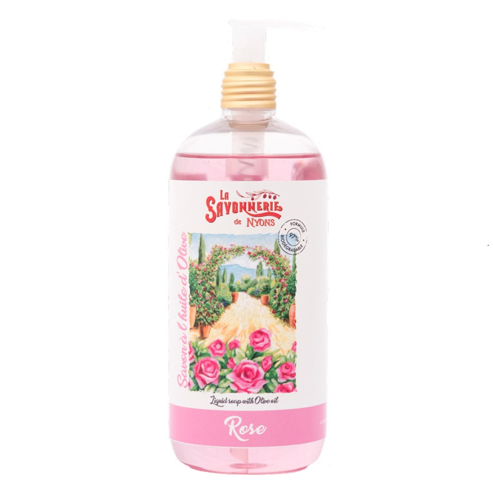 Re-discover the smell of Provence with this rose hand soap, which is perfect for use in the bathroom or kitchen of your home.