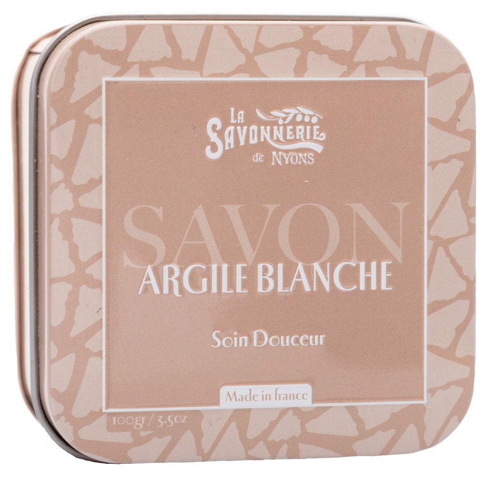 La Savonnerie de Nyons Metal Box Soap White Clay 3.5oz