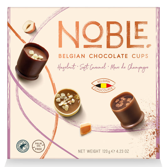 These chocolate cups are part of Noble’s Pure Collection, which celebrates the rich, unadulterated flavor of high-quality cocoa. The velvety chocolate melts in your mouth with every bite, delivering a truly premium indulgence.