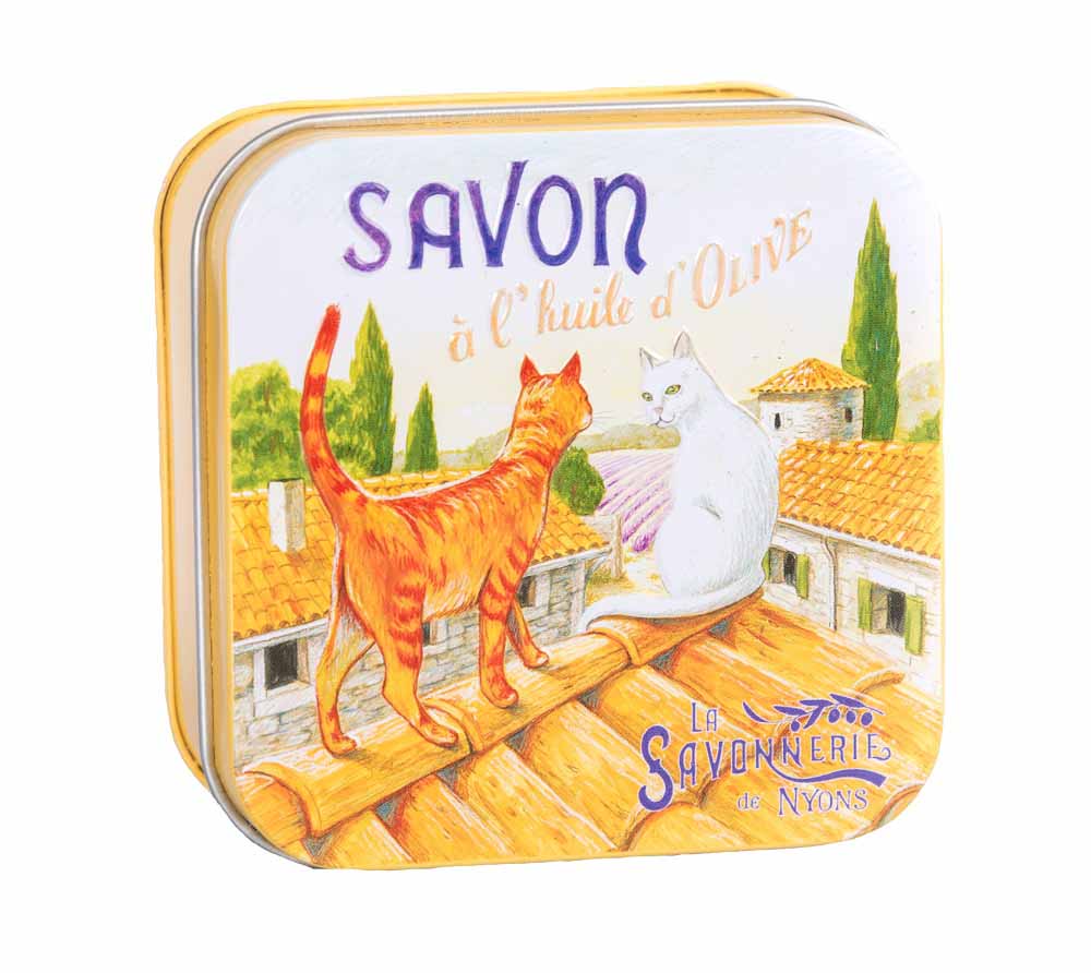 La Savonnerie de Nyons' rose-scented soap in the 'Cats on the Roof' vintage tin is more than just a soap; it's an experience of French artisanship and Provencal luxury. It’s a delightful addition to any bathroom, bringing a touch of Provence’s renowned beauty and fragrance into your home.