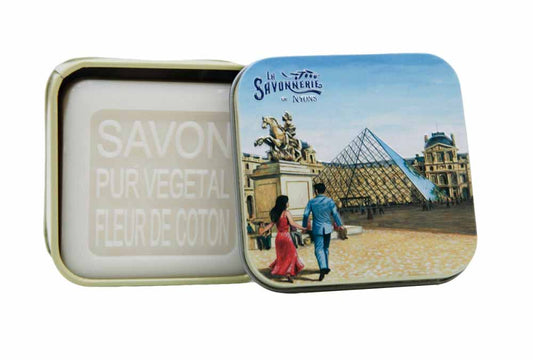 La Savonnerie de Nyons Boîte Métallique "La Pyramide" Savon à la Fleur de Coton 3.52oz/100g