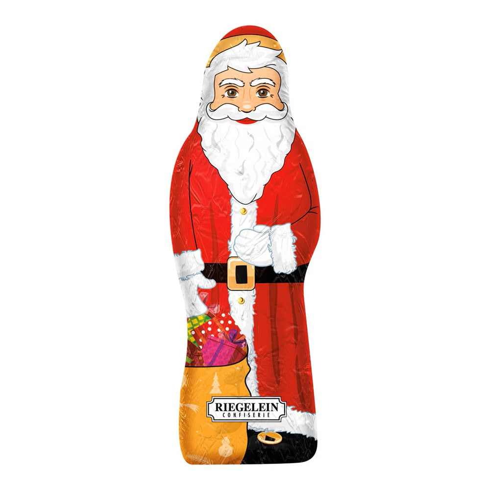 Bring festive cheer to your holiday season with the Riegelein Chocolate Santa Claus, a perfect blend of whimsy and deliciousness! Standing tall at 10.4 inches and made from 5.2 oz of the finest German milk chocolate, this Santa Claus is the perfect stocking stuffer or holiday gift for chocolate lovers of all ages.