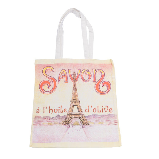 Introducing the La Savonnerie de Nyons "Eiffel Tower" Tote Bag, a chic and eco-friendly accessory for anyone on the go. Our brand-new tote bags feature original artwork uniquely designed for our soap factory, bringing a touch of French elegance to your everyday errands.