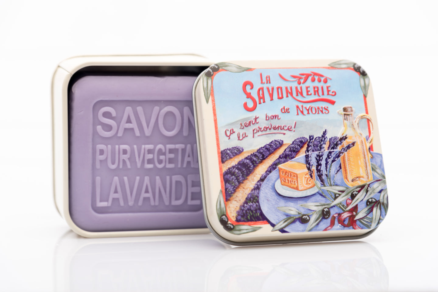 La Savonnerie de Nyon Metal Box  Lavender Fields Lavender Soap 100g/3.5 oz