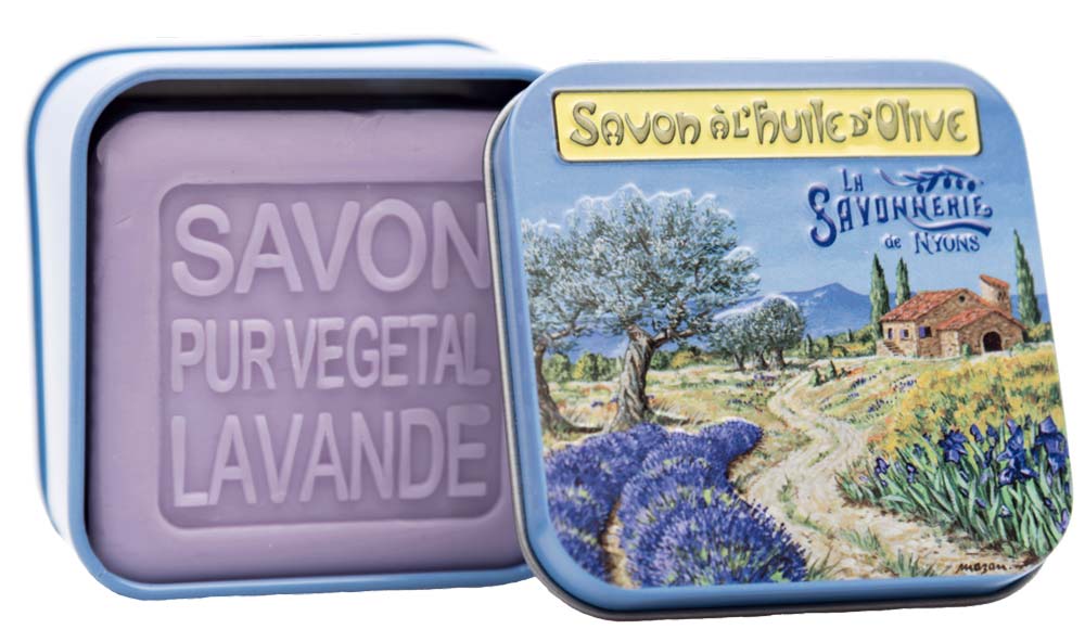 Each use of this soap unveils a journey to the heart of Provence, made even more special by the exquisite "Provençal Landscape" metal box, an artistic creation by renowned Nyons painter, Luc MAZAN. This intricately designed box encapsulates the charm of vintage aesthetics, adding a touch of elegance to your surroundings.