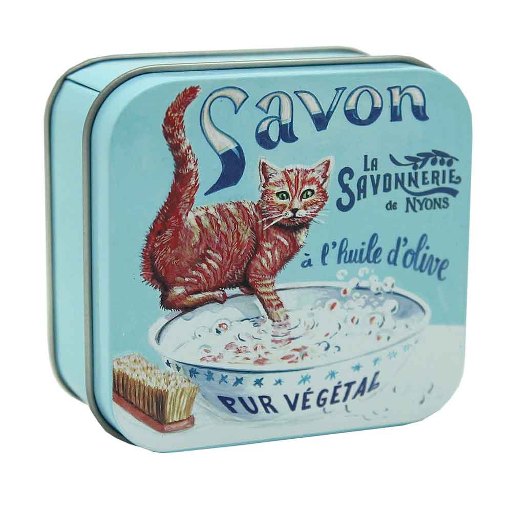 La Savonnerie de Nyons Metal Box Orange Cat Soap 100g/3.51 oz