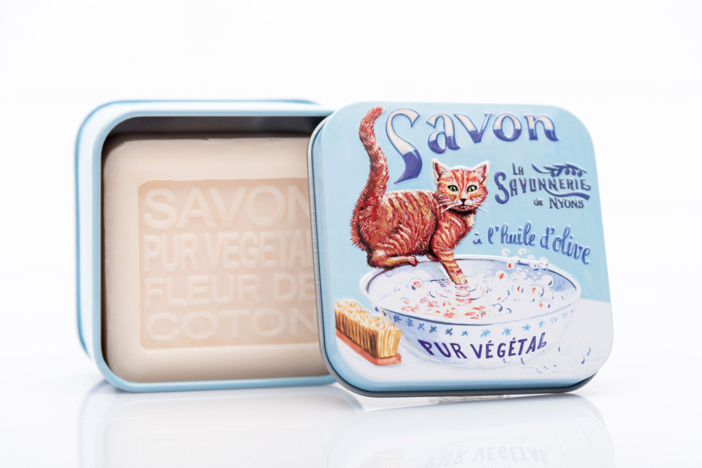 La Savonnerie de Nyons Metal Box Orange Cat Soap 100g/3.51 oz