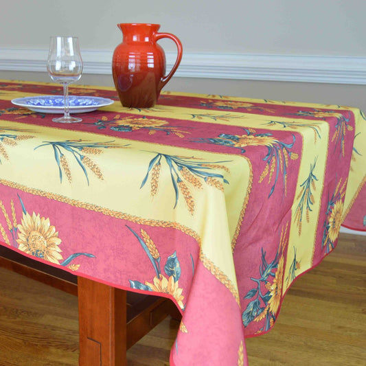 French Tablecloth Red and Yellow with Sunflowers