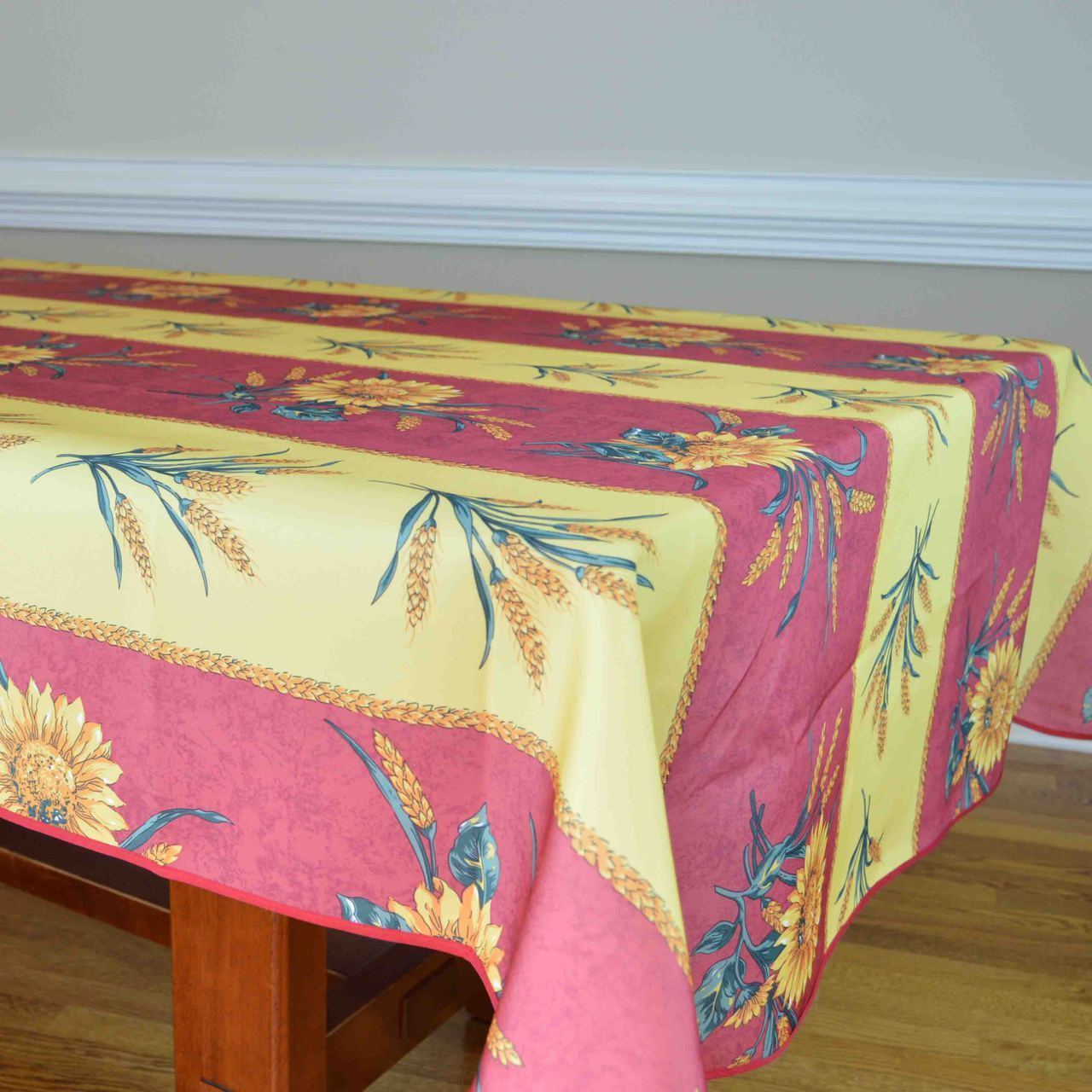 French Tablecloth Red and Yellow with Sunflowers