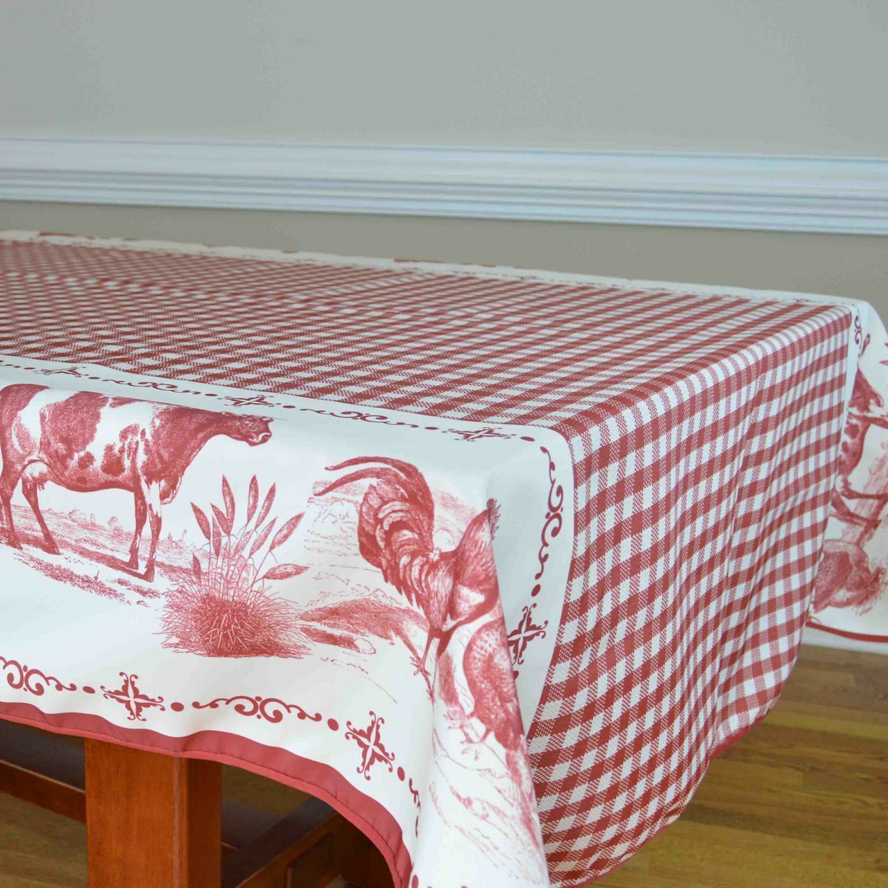 French Tablecloth Countryside Red and White