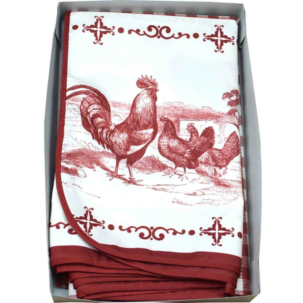 French Tablecloth Countryside Red and White