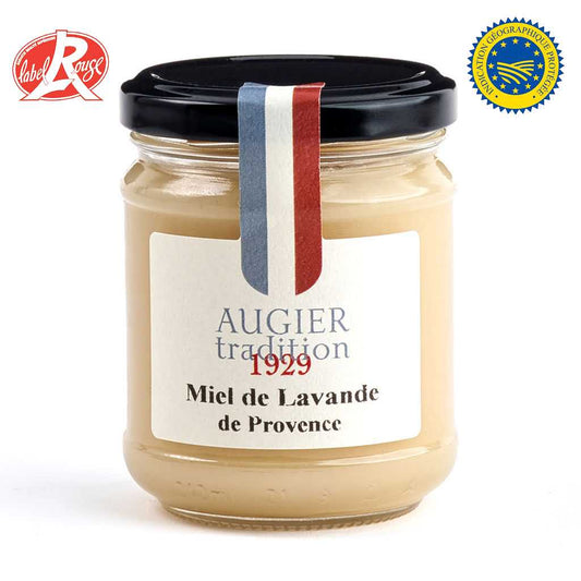 The Augier Tradition Lavender Honey from Provence is a creamy honey made from lavender, and it is one of the traditional honeys that are produced in Provence; the harvesting season for this honey runs from the end of June to the beginning of August.