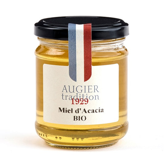 Augier Tradition Acacia Honey Bio is a spring honey collected in France. Honey is a product that can be consumed at any point in time; thanks to its fluid consistency and nuanced taste, it is enjoyed by people of all ages.