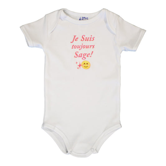 Le Panier Francais Baby Bodysuit "Je Suis Toujours Sage " Rose