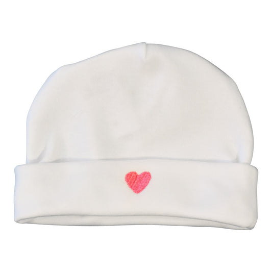 Le Panier Francais Baby Cap with a Pink Heart-Shaped Pattern