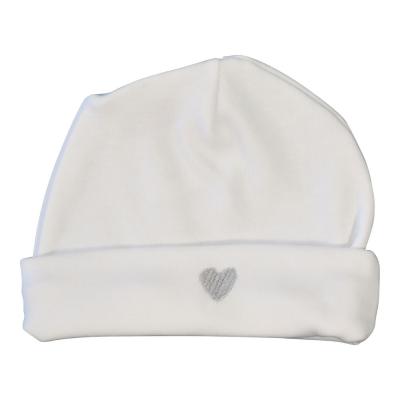 Le Panier Francais Baby Cap with a Grey Heart-Shaped Pattern