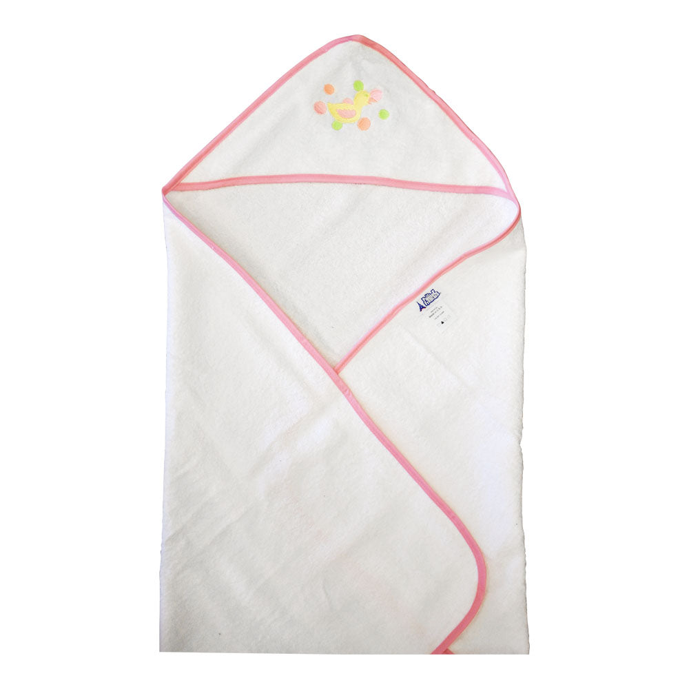 Le Panier Francais Embroidered Bath Towel with a Hood and a Glove Pink