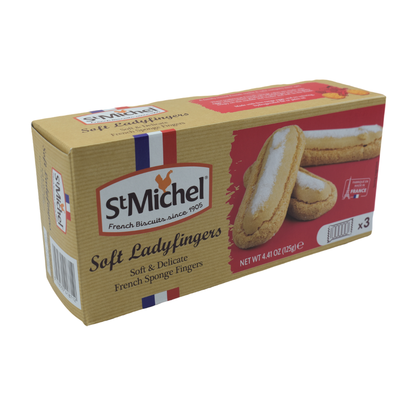 St Michel Soft Ladyfingers is a slightly crispy spongy cookie, made with egg whites for tenderness and a light sugar crust on top. Also known as "Biscuit à la cuillère"