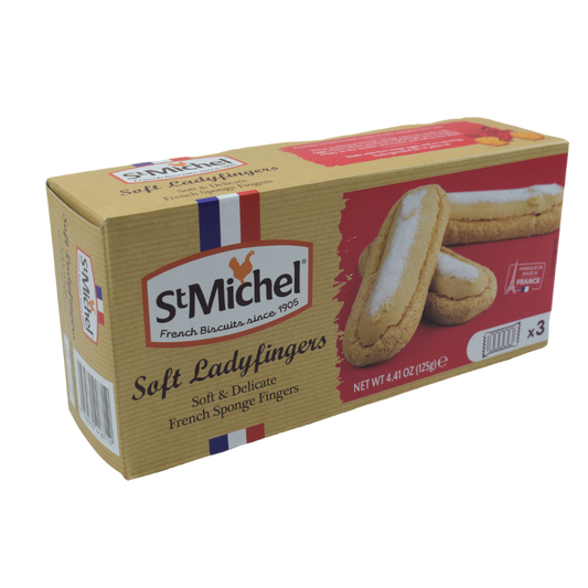 St Michel Soft Ladyfingers is a slightly crispy spongy cookie, made with egg whites for tenderness and a light sugar crust on top. Also known as "Biscuit à la cuillère"
