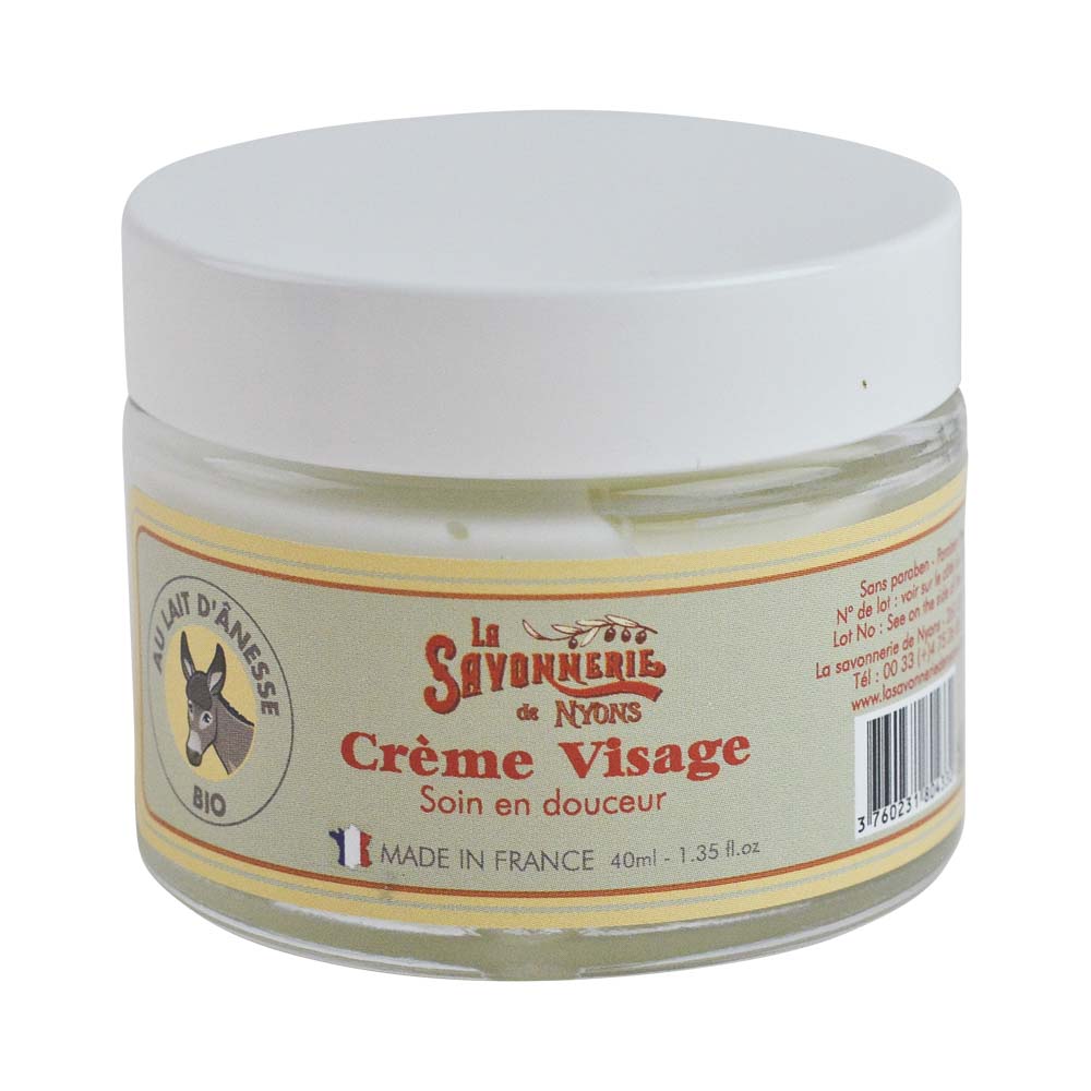 La Savonnerie de Nyons Face cream Organic with donkey milk glass jar 1.35 fl oz