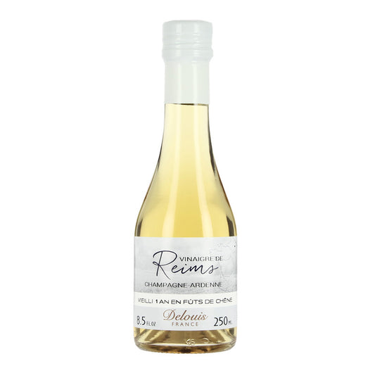 Delouis Champagne vinegar is made using the same basic process as champagne and is aged in a barrel for at least a year. This vinegar is made from champagne bottles of wine that has been aged in oak barrels.