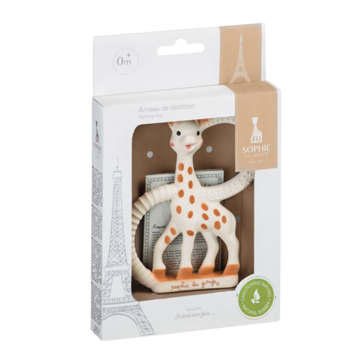 The first teething ring made of 100% natural rubber! Ideal for soothing painful gums with a natural teething ring.