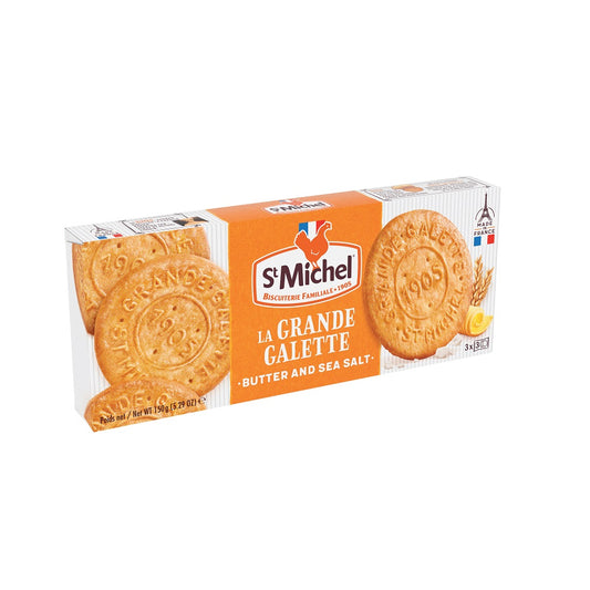 Every mouthful of Galette Saint Michel ensures a genuine French adventure by being painstakingly crafted with only the highest quality components, including rich butter from France, wheat flour from France sourced in an environmentally responsible manner, and eggs from hens that are allowed to roam freely.