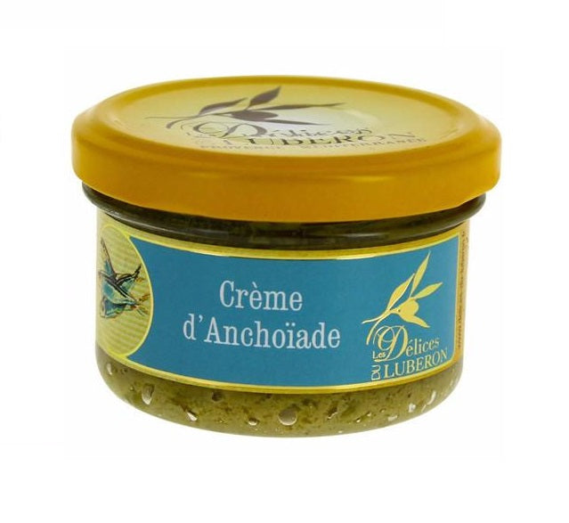 Les Delices du Luberon Anchovy Spread is delicious when spread over toast and accompanied by a glass of something cool, this product is essential to the cuisine of the area.