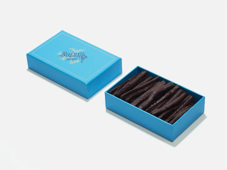 Discover the vibrant taste experience of Maison Boissier Orangettes, created by a Maitre Chocolatier in France. Traditionally candied, tangy orange zest smothered in fresh and crisp dark chocolate makes a gift of pure indulgence you will fall in love with.